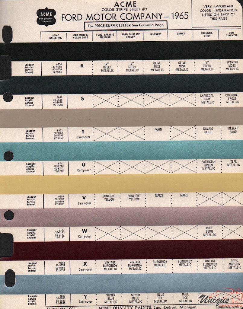 1965 Ford Paint Charts Acme 3
